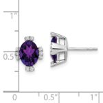 14k White Gold Oval Amethyst and Diamond Earrings - Image 2