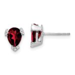 14k White Gold Pear Garnet and Diamond Earrings