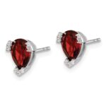 14k White Gold Pear Garnet and Diamond Earrings - Image 2