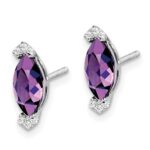 14k White Gold Marquise Amethyst and Diamond Earrings - Image 2