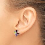 14k White Gold Amethyst/Peridot/Garnet/Diamond Earrings - Image 3