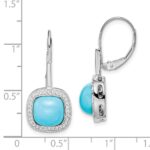 14k White Gold Turquoise and Diamond Leverback Earrings - Image 4