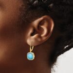 14k Turquoise and Diamond Leverback Earrings - Image 3