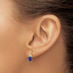 14k 6x4mm Emerald-cut Sapphire and Diamond Post Earrings - Image 3
