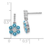 14k White Gold Blue Topaz and Diamond Earrings - Image 4
