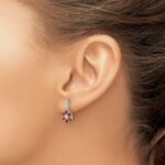 14k White Gold Garnet and Diamond Earrings - Image 3