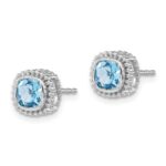 10k White Gold Cushion Blue Topaz Earrings - Image 2