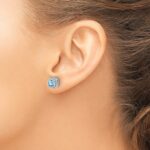 10k White Gold Cushion Blue Topaz Earrings - Image 3