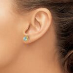 14k Cushion Blue Topaz Earrings - Image 3