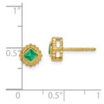 14k 3.4mm Cushion Emerald Post Earrings - Image 2
