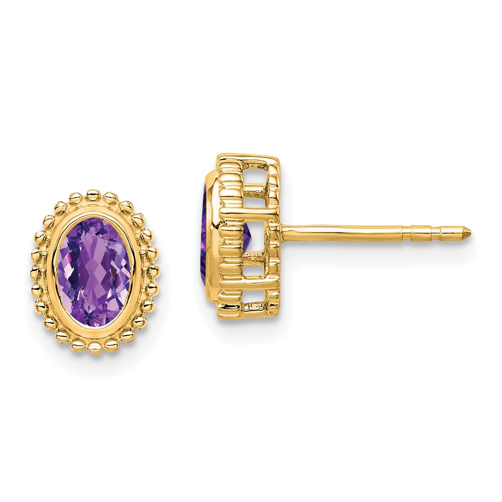 EM7202-AM-Y.jpg 14k Oval Amethyst Post Earrings - Image 1