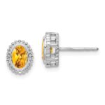 10k White Gold Oval Citrine Post Earrings
