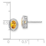 10k White Gold Oval Citrine Post Earrings - Image 4