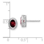 14k White Gold Oval Garnet Post Earrings - Image 4