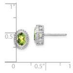 10k White Gold Oval Peridot Post Earrings - Image 4