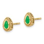 14k 5x3mm Pear Emerald Post Earrings - Image 2