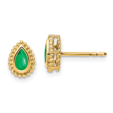14k 5x3mm Pear Emerald Post Earrings