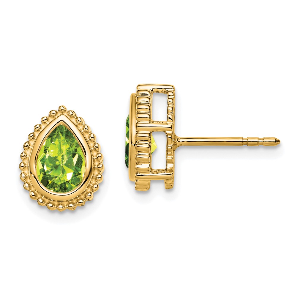EM7203-PE-Y.jpg 14k Pear Peridot Post Earrings - Image 1