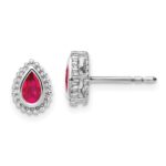 14k White Gold 5x3mm Pear Ruby Post Earrings