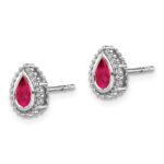 14k White Gold 5x3mm Pear Ruby Post Earrings - Image 2
