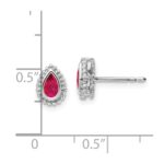 14k White Gold 5x3mm Pear Ruby Post Earrings - Image 4