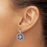 14k White Gold Marquise and Pear Sapphire and Diamond Floral Dangle Post Earrings - Image 3