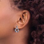 14k White Gold Marquise Sapphire and Diamond Circle Dangle Post Earrings - Image 3