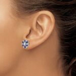 14k White Gold Marquise and Pear Sapphire and Diamond Post Earrings - Image 3