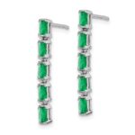 14k White Gold Emerald-cut Emerald 5-stone Dangle Post Earrings - Image 2