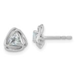 14k White Gold 3mm Round March/Aquamarine Triangle Post Earrings