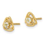 14k 3mm Round March/Aquamarine Triangle Post Earrings - Image 2