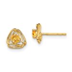 14k 3mm Round November/Citrine Triangle Post Earrings