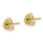 14k 3mm Round August/Peridot Triangle Post Earrings - Image 2