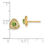14k 3mm Round August/Peridot Triangle Post Earrings - Image 4