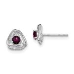 14k White Gold 3mm Round June/Rhodolite Garnet Triangle Post Earrings