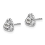14k White Gold 3mm Round April/White Topaz Triangle Post Earrings - Image 2