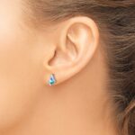 Sterling Silver Antique Cushion Blue Topaz and Diamond Earrings - Image 3