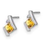 Sterling Silver Antique Cushion Citrine and Diamond Earrings - Image 2