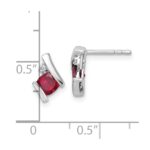 10k White Gold Cushion Cr. Ruby and Diamond Earrings - Image 4