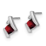 Sterling Silver Antique Cushion Garnet and Diamond Earrings - Image 2