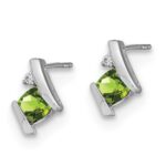10k White Gold Cushion Peridot and Diamond Earrings - Image 2