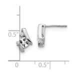 14k White Gold 4mm Cushion April/White Topaz and Diamond Post Earrings - Image 4