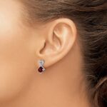 14k White Gold 6mm Cushion January/Garnet and Diamond Heart Post Earrings - Image 3