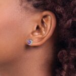 Sterling Silver Rhodium-plated Amethyst and Diamond Earrings - Image 3