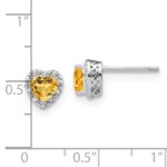 Sterling Silver Rhodium-plated Citrine and Diamond Earrings - Image 4