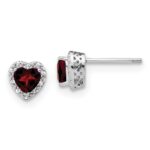 Sterling Silver Rhodium-plated Garnet and Diamond Earrings