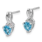 Sterling Silver Rhodium-plated Blue Topaz and Diamond Earrings - Image 2