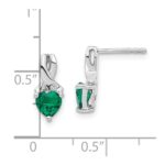 Sterling Silver Rhodium-plated Created Emerald and Diamond Earrings - Image 4