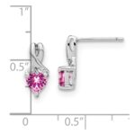 Sterling Silver Rhod-plated Created Pink Sapphire/Diamond Earrings - Image 4