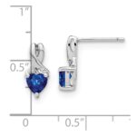 Sterling Silver Rhodium-plated Created Sapphire and Diamond Earrings - Image 4